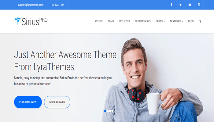 أفضل 45 قوالب ووردبريس متعددة الأغراض لعام 2026 40 sirius pro theme