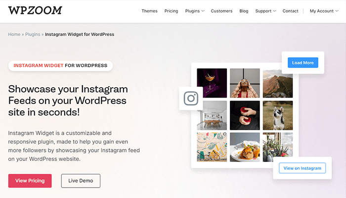 افضل 12 اضافات خلاصة السوشيال ميديا ووردبريس لعام 2025 2 اضافات خلاصة السوشيال ميديا ووردبريس WPZoom-instagram Widget