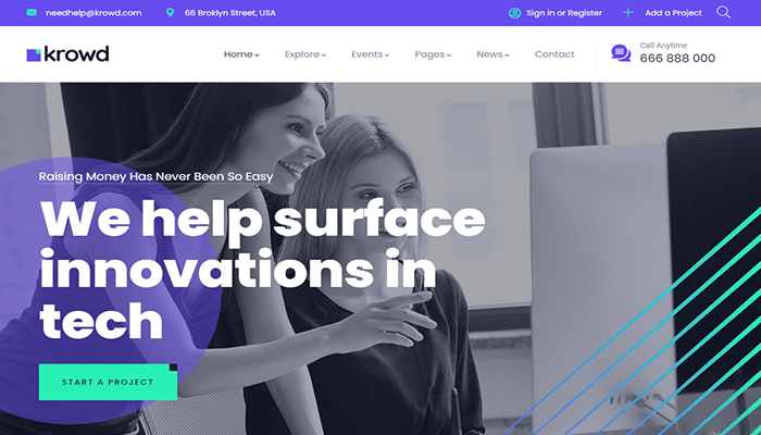 أفضل 19 قوالب غير ربحية ووردبريس للمنظمات الخيرية 15 Krowd Wordpress theme