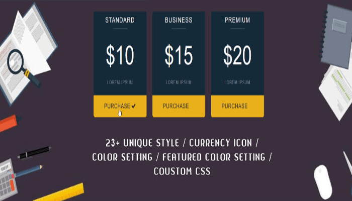 أفضل 10+ اضافات جدول تسعير ووردبريس لإنشاء جداول الأسعار (2025) 7 Pricing Table Wordpress Plugin