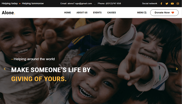 أفضل 19 قوالب غير ربحية ووردبريس للمنظمات الخيرية 5 قالب غير ربحي Alone
