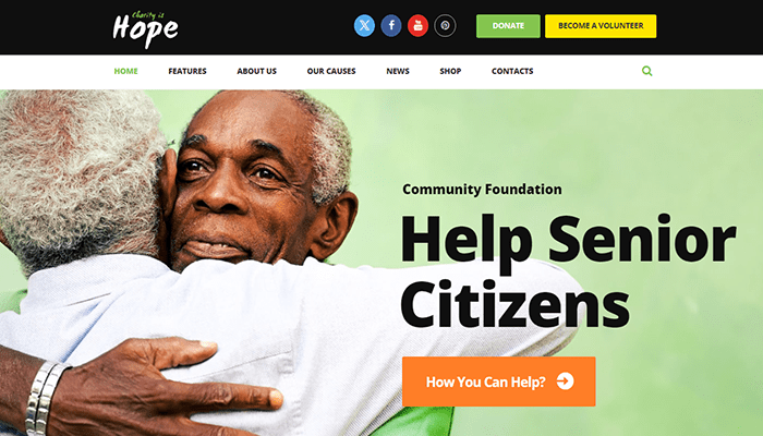 أفضل 19 قوالب غير ربحية ووردبريس للمنظمات الخيرية 18 hope wordpress theme