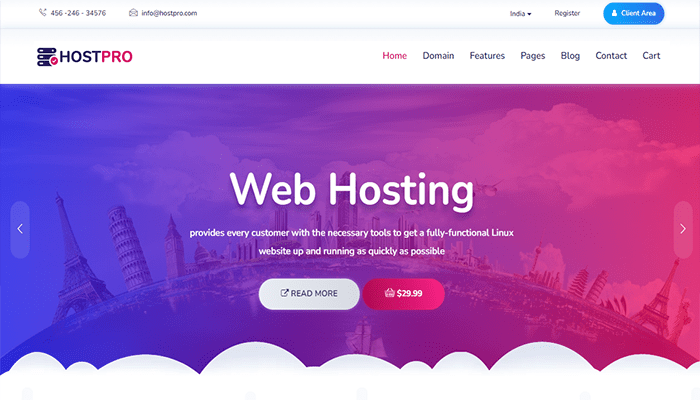 أفضل 10+ قوالب استضافة ووردبريس لعام 2026 12 hostpro hosting theme