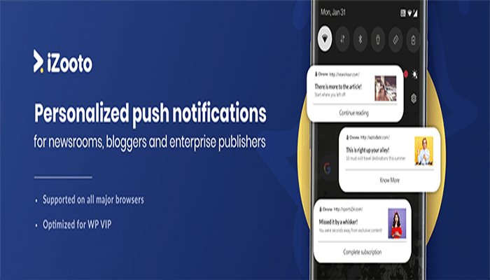 أفضل 10 اضافات اشعار دفع ووردبريس 9 iZooto WordPress Plugin