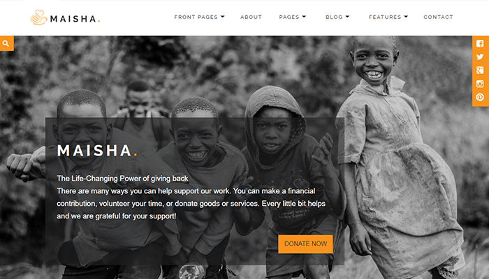 أفضل 19 قوالب غير ربحية ووردبريس للمنظمات الخيرية 3 قالب غير ربحية Maisha