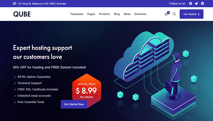 أفضل 10+ قوالب استضافة ووردبريس لعام 2026 10 قالب استضافة Qube
