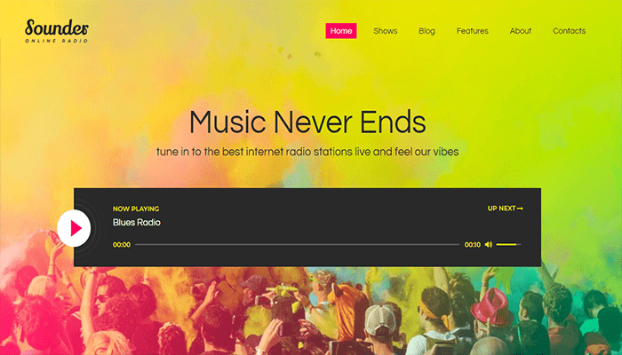 أفضل 15+ قوالب محطة راديو ووردبريس لعام 2025 12 قالب محطة راديو Sounder