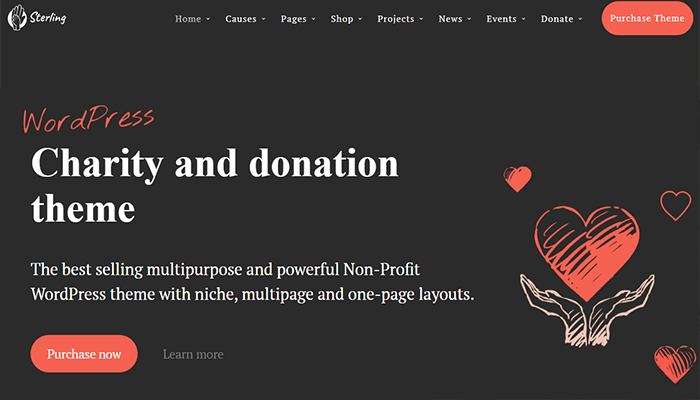 أفضل 19 قوالب غير ربحية ووردبريس للمنظمات الخيرية 11 قالب غير ربحية Sterling