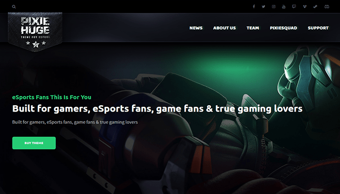 أفضل 25+ قوالب العاب ووردبريس (لعشاق العاب) لعام 2026 32 قالب العاب ووردبريس PixieHuge