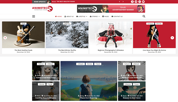 أفضل 10 قوالب انمي ووردبريس (لعشاق الأنمي) لعام 2026 4 قالب انمي ووردبريس Anime Tech