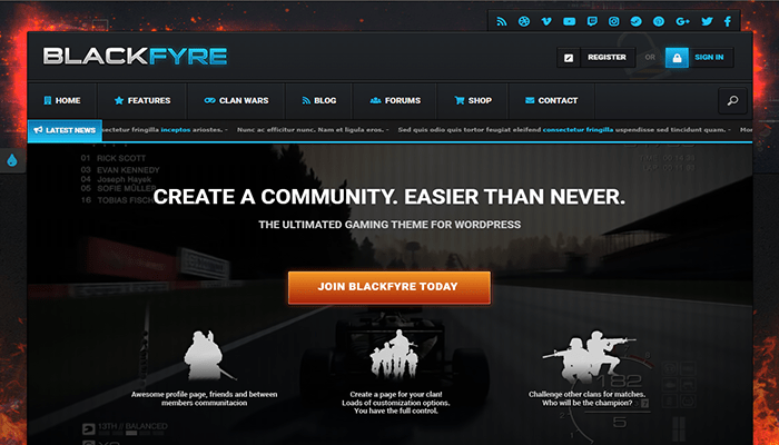 أفضل 25+ قوالب العاب ووردبريس (لعشاق العاب) لعام 2026 6 blackfyre wordpress theme