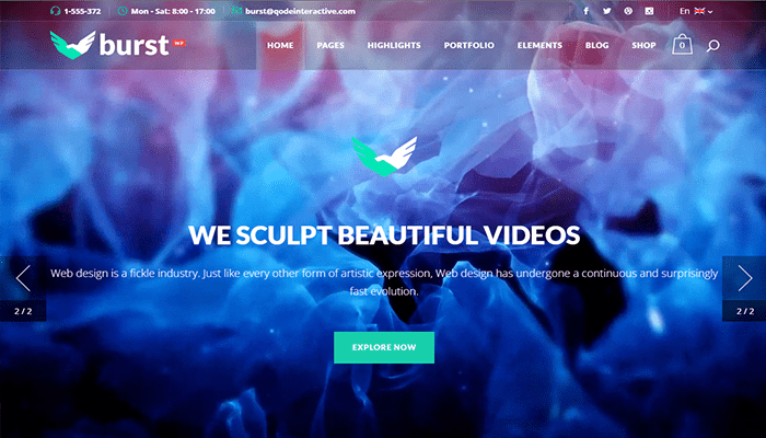 أفضل 10+ قوالب خلفية فيديو ووردبريس لعام 2025 6 قوالب خلفية الفيديو Burst