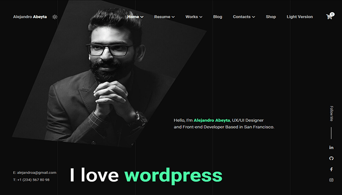 أفضل 15+ قوالب ووردبريس المظلمة لعام 2026 8 cvio wordpress theme