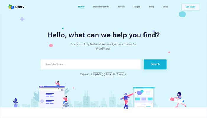 أفضل 10+ قوالب bbPress ووردبريس لعام 2025 9 docly wordpress bbpress forum theme