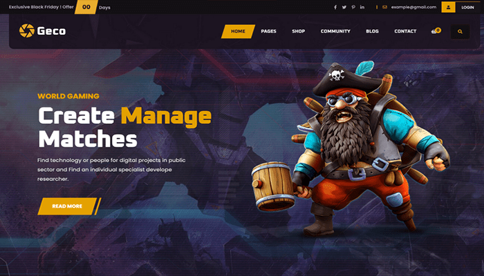 أفضل 25+ قوالب العاب ووردبريس (لعشاق العاب) لعام 2026 20 قالب العاب Geco