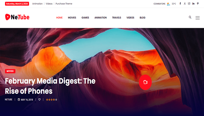 أفضل 10+ قوالب bbPress ووردبريس لعام 2025 12 netube wordpress theme