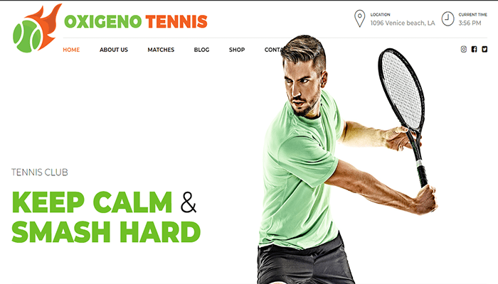 أفضل 25 قوالب ووردبريس رياضية لمشاركة شغفك لعام 2026 15 oxigeno tennis theme