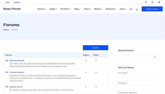 أفضل 10+ قوالب bbPress ووردبريس لعام 2025 2 قالب bbPress ووردبريس Sway