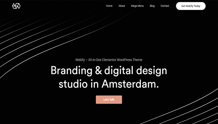 أفضل 15+ قوالب ووردبريس المظلمة لعام 2026 1 قالب ووردبريس مظلمة Webify