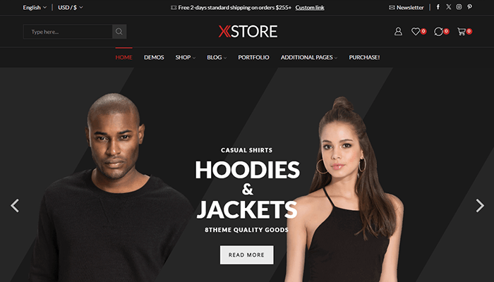 أفضل 15+ قوالب ووردبريس المظلمة لعام 2026 2 قالب ووكومرس المظلمة Xstore