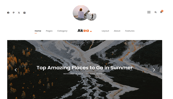 أفضل 35+ قوالب مدونة ووردبريس لعام 2026 36 akea minimal blog wordpress