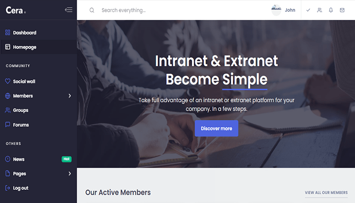 أفضل 15+ قوالب ووردبريس المجتمعية لإنشاء مجتمعك الخاص! 11 cera intranet wordpress theme