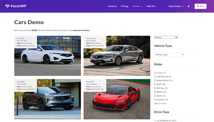 عزز المبيعات باستخدام تنقل موقع ووردبريس 2 example boost sales facetwp
