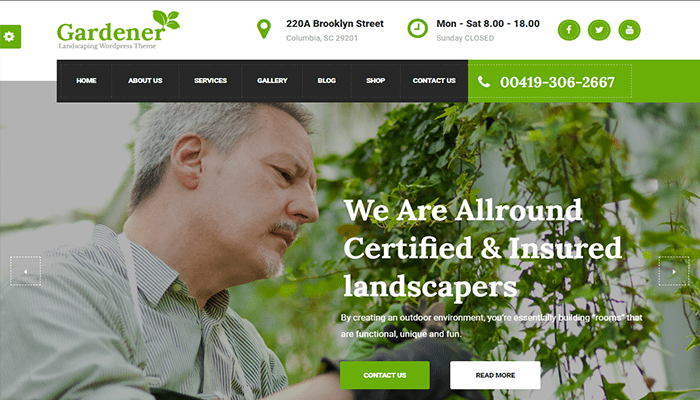 افضل 20 قوالب ووردبريس البستنة والمناظر الطبيعية 22 قالب ووردبريس البستنة Gardener
