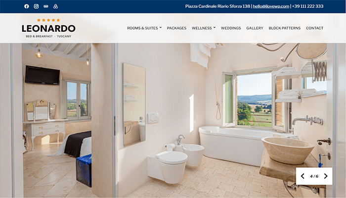 أفضل 25+ قوالب ووردبريس للفنادق لعام 2025 21 leonardo wordpress theme