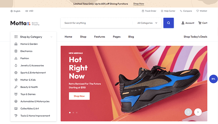 أفضل 15+ قوالب سوق ووردبريس لعام 2025 4 قالب سوق ووردبريس Motta