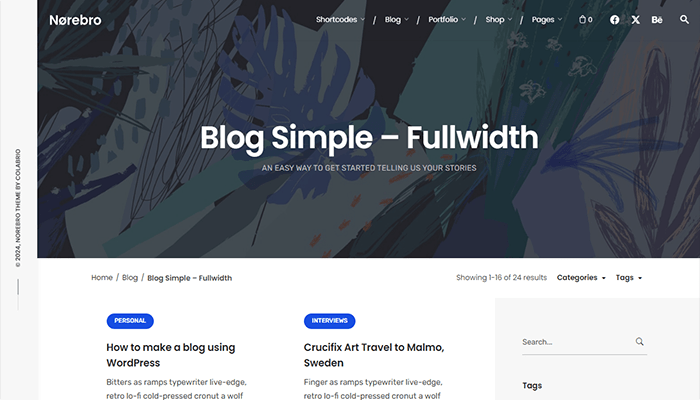 أفضل 35+ قوالب مدونة ووردبريس لعام 2026 30 norebro blog wordpress theme