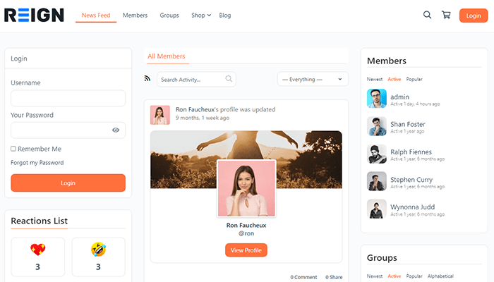 أفضل 15+ قوالب ووردبريس المجتمعية لإنشاء مجتمعك الخاص! 2 reign buddypress theme