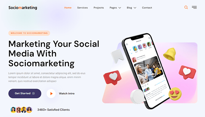 أفضل 7 قوالب تسويق ووردبريس لعام 2026 3 قالب تسويق ووردبريس Sociomarketing