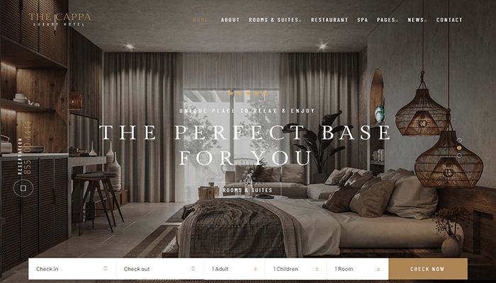 أفضل 25+ قوالب ووردبريس للفنادق لعام 2025 14 the cappa luxury hotel wordpress theme
