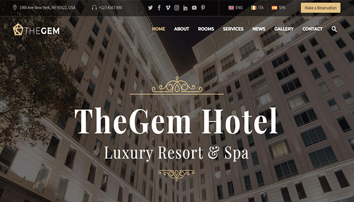 أفضل 25+ قوالب ووردبريس للفنادق لعام 2025 13 thegem hotel wordpress theme