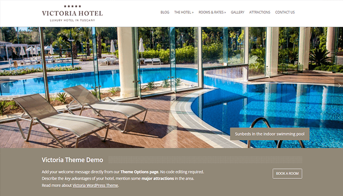 أفضل 25+ قوالب ووردبريس للفنادق لعام 2025 18 victoria wordpress theme