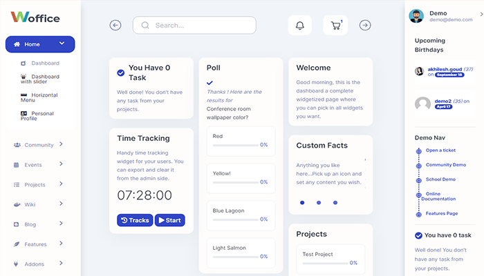 كيفية انشاء شبكة اجتماعية باستخدام ووردبريس خاصة بك 6 woffice wordpress theme