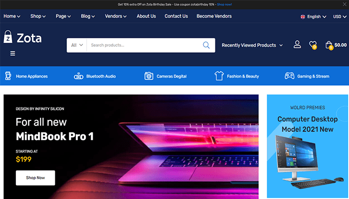 أفضل 15+ قوالب سوق ووردبريس لعام 2025 6 zota woocommerce theme