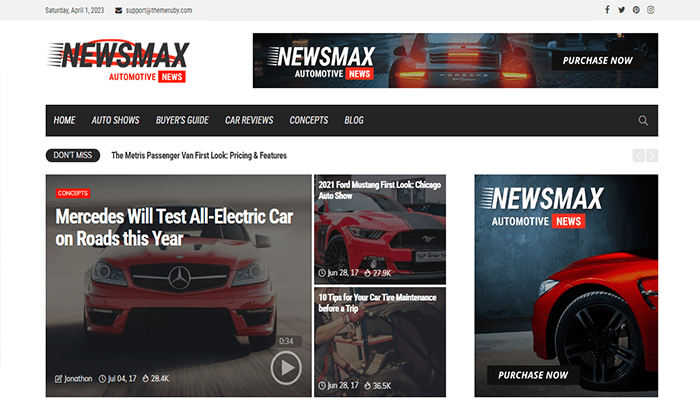 أفضل قوالب ووردبريس لمجلة السيارات لعام 2026 14 newsmax auto theme