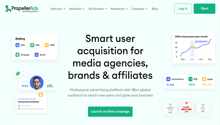 أفضل 9 بدائل جوجل ادسنس لربح المال فى عام 2025 3 propellerads homepage