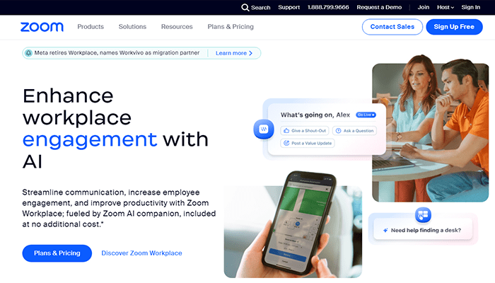 أفضل 7 تطبيقات أرقام هواتف الأعمال الافتراضية لعام 2025 3 zoom homepage