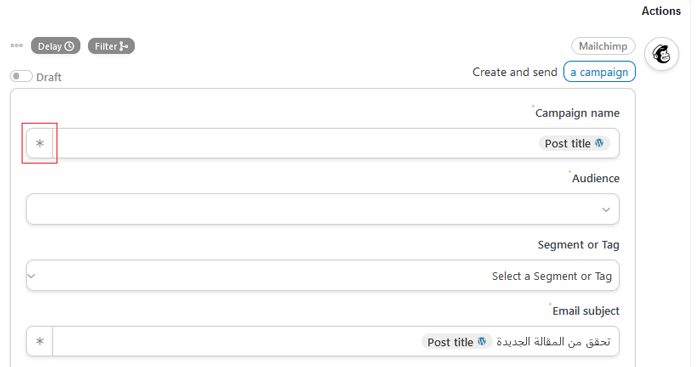 كيفية إرسال رسائل البريد الإلكتروني الآلي في ووردبريس 32 autoemailuncannymailchimpcampaignfields