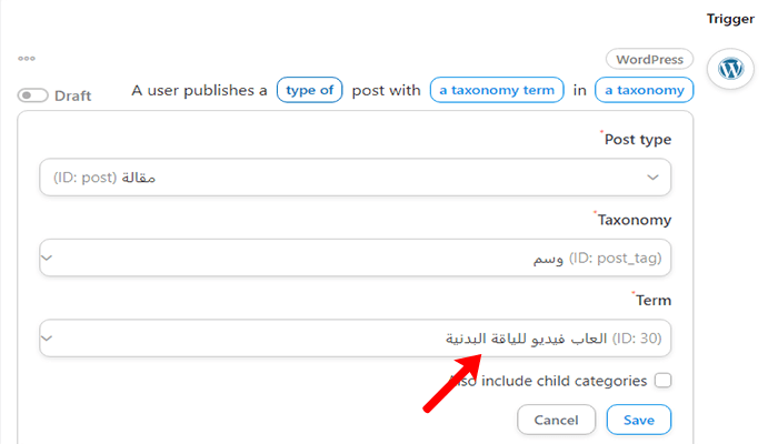 كيفية النشر تلقائيًا من ووردبريس إلى انستقرام 13 automator select tag