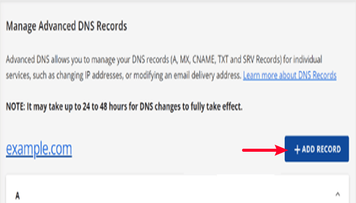 كيفية إصلاح مشكلة عدم إرسال البريد الإلكتروني في ووردبريس 11 bluehost dns add record min