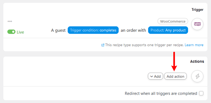 كيفية إرسال إشعارات Twilio عبر الرسائل القصيرة من ووكومرس (خطوة بخطوة) 14 click the add action button