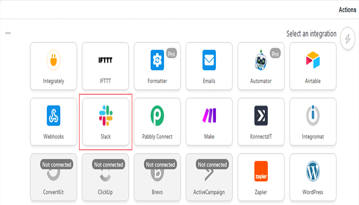 كيفية دمج سلاك مع ووردبريس (دليل المبتدئين) 20 اختيار سلاك كتكامل لسير العمل الآلي