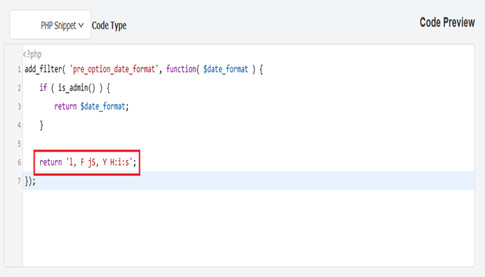 كيفية تغيير تنسيق التاريخ والوقت في ووردبريس (خطوة بخطوة) 6 pastesnippettodisplaytime