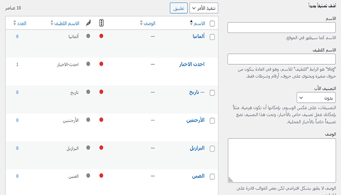 كيفية إضافة تصنيفات وتصنيفات فرعية في ووردبريس 9 preview of category structure