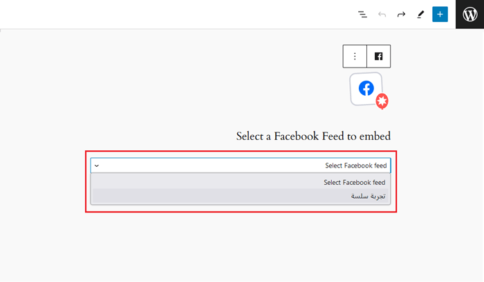 كيفية النشر التلقائي على فيسبوك من ووردبريس 27 select facebook feed