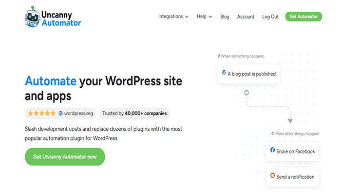 افضل 10 اضافات ووردبريس تستخدم الذكاء الاصطناعي والتعلم الآلي 1 uncanny automator